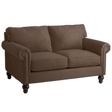 Alton Mahogany Brown Rolled Arm Loveseat