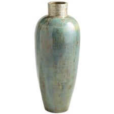 Ocean Blue Patina Terracotta Floor Vase