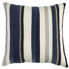 Textured Indigo Striped Pillow