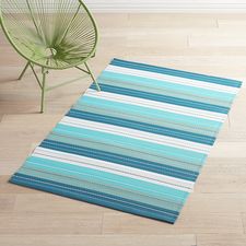Plastic Navy Striped 6x9 Rug