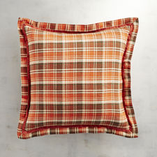 Orange Plaid Flanged Pillow