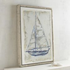Framed Indigo Boat Art