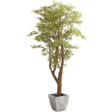 Artificial Japanese Maple in Silver Pot