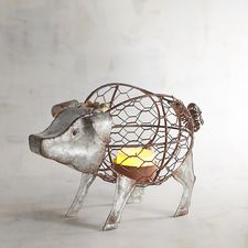 Galvanized Pig Tealight Candle Holder