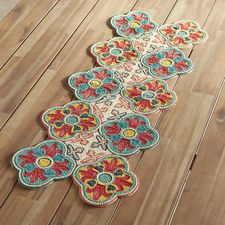 Beaded Vibrant Moroccan Tile Table Runner 