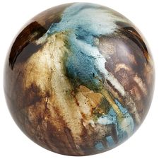 Taupe & Turquoise Foil Decorative Sphere