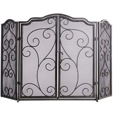 Scroll Triple Panel Fireplace Screen