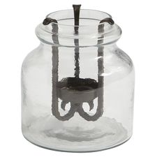 Mini Hammered Glass Jar Tealight Candle Holder