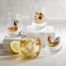 Farm Animals Wine Glass Set of 4