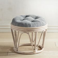 Papasan Whitewash Stool