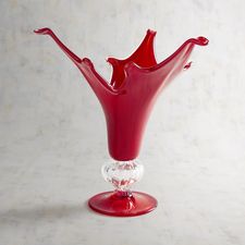Flame Art Glass Pedestal Bowl