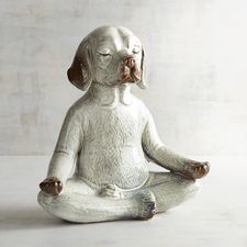 Antiqued Ivory Yoga Dog