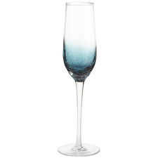 Crackle Teal Champagne Flute
