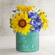 Faux Floral & Mercury Glass Pre-lit Arrangement