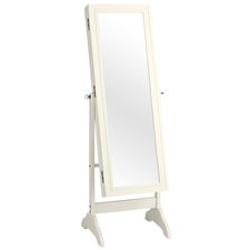Triana Antique White Floor Mirror Armoire