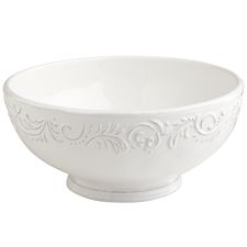 Antique Scroll White Serving Bowl