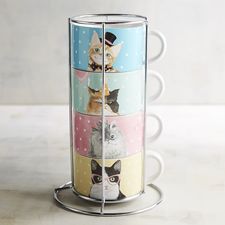 Party Cats Stacking Mug Set of 4 with Stand