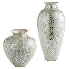 White & Silver Mosaic Vases