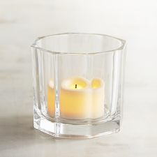 Octagon Clear Glass Votive Candle Holder
