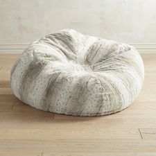 Fuzzy Faux Fur Snow Leopard Bean Bag