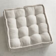 Chenille Tufted Floor Cushion in Ivory