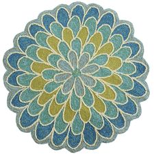 Calliope Mum Blue Round Rug
