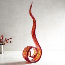 Art Glass Red Flame Sculpture