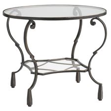 Chasca Glass Top Brown Round End Table