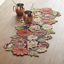 Beaded Bright Floral 36" Table Runner 