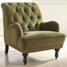 Chas Olive Green Velvet Armchair