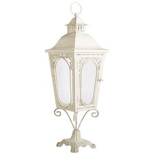 Scroll Pedestal Lantern - Antique White