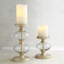 Clear Bubble Pillar Candle Holders