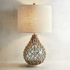 Rope and Sea Glass Table Lamp