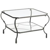 Chasca Glass Top Brown Square Coffee Table