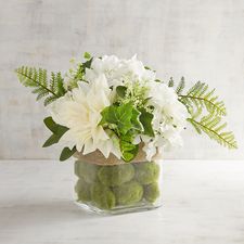 Faux Moss-Filled Floral Arrangement