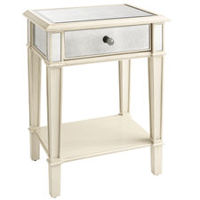 Hayworth Mirrored Antique White Nightstand