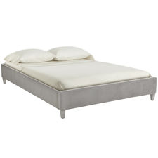 Poshe Velvet Upholstered Queen Gray Bed Frame