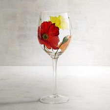 Poppies Painted Wine Glass