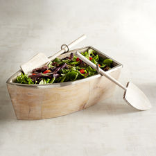 Wood Boat Serving Bowl Set 