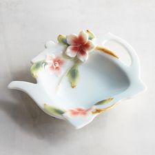 Blue Teapot-Shaped Tea Bag Plate