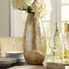 Gold Luster Mosaic Glass Vase 