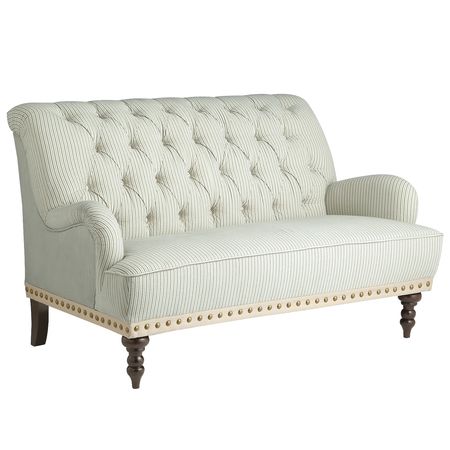 Chas Blue & White Seersucker Loveseat