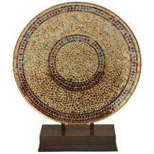Champagne Decorative Mosaic Platter with Stand 