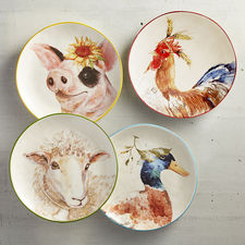 Farm Animals Salad Plate Set of 4