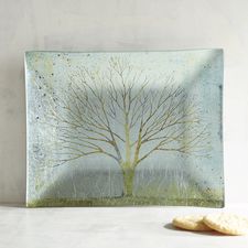 Trees Glass Serving Platter