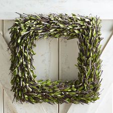 Faux Leaf & Twig Wood Curl 18" Square Wreath