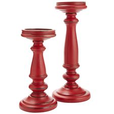 Red Mango Wood Pillar Candle Holders