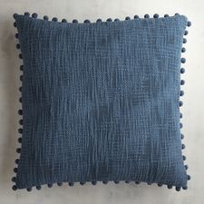 Basketweave Pompoms Navy Pillow