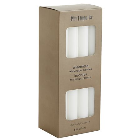 Unscented White Taper Candle Set of 12