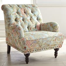 Chas Blue Floral Armchair